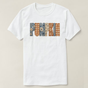 T-shirt Courge Broderie Florale Gingham Esthétique d'Autom
