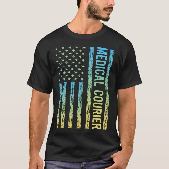 T-shirt Courier Médicale bleu jaune (Devant)