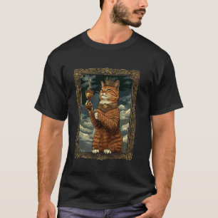 T-shirt Couronne de cadre doré amateur de chat médiéval dr