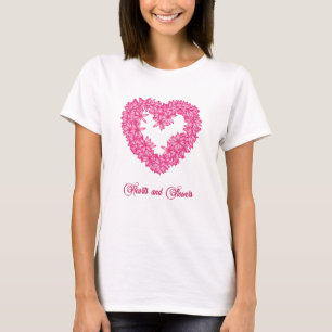 T-shirt Couronne de fleurs en forme de coeur, rose Fuchsia