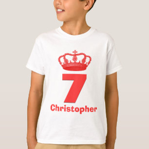 T-shirt Couronne de garçon de 7 anniversaires et nom fait