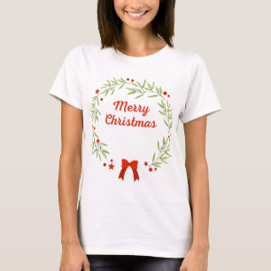 T-shirt Couronne de Noël élégante et étoiles