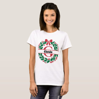 T-shirt Couronne de Noël Famille Correspondance Nom lettre
