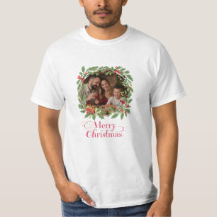T-shirt Couronne de Noël personnalisée avec photo de famil