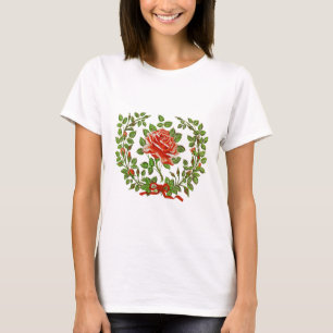 T-shirt Couronne de roses rouges vintage Art floral de sal