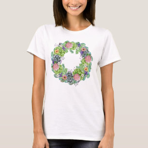 T-shirt Couronne florale aquarelle succulente