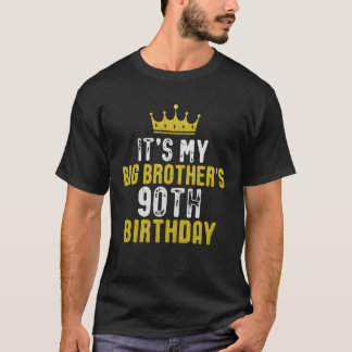 T-shirt Couronne jaune 90e anniversaire pour frère de sœur