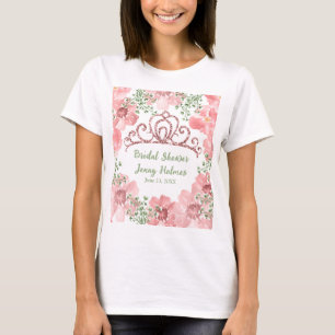 T-shirt Couronne personnalisée rose pailletée Roses roses 