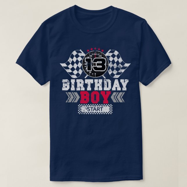 T-shirt Course 13e anniversaire Boy Party Pilote de course (Design devant)
