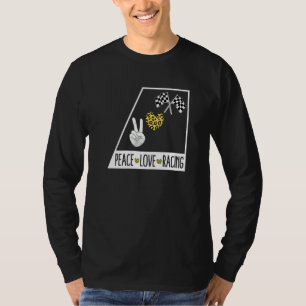 T-shirt Course à la paix Amour Drapeau à damier de course