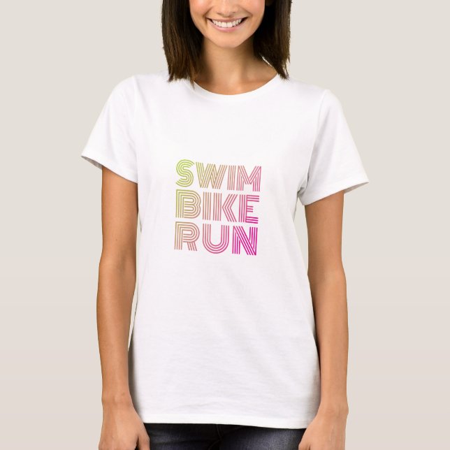 T-shirt Course à vélo de natation, Triathlon (Devant)