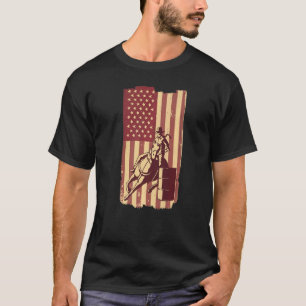 T-shirt Course de barils Rodéo Course de chevaux Drapeau U