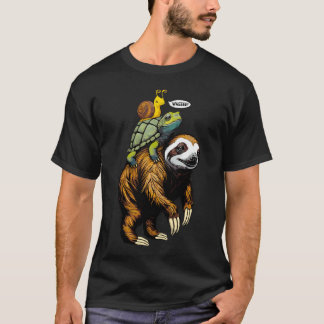 T-shirt Course de vitesse d'animaux lents à dos de porc-ép
