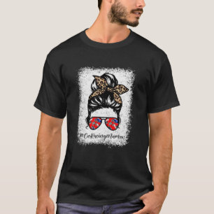 T-shirt Course de voiture Mamaw Messy Cheveux Bun Leopard