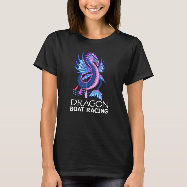 T-shirt Course en ligne de bateaux Blue Pink Water Dragon (Devant)