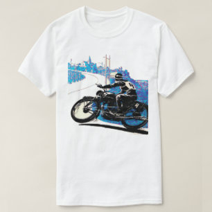 T-shirt Course moto vintage - Bleu