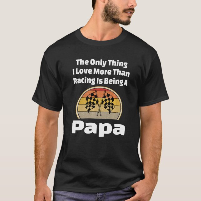 T-shirt Course Papa Racer Grand-père À damiers Drapeau Dir (Devant)