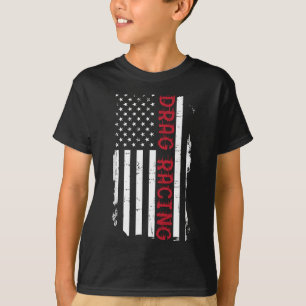 T-shirt Course Patriotique American Flag Dragster Drag Rac