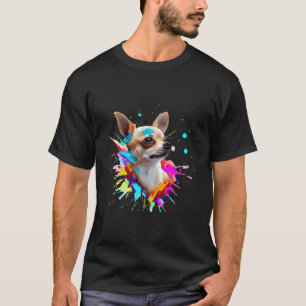 T-shirt Courte Haired Chihuahua Couleurs De Peinture