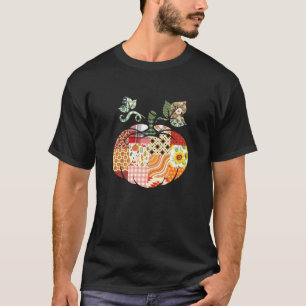 T-shirt Courte patchwork citrouille Halloween automne ambi