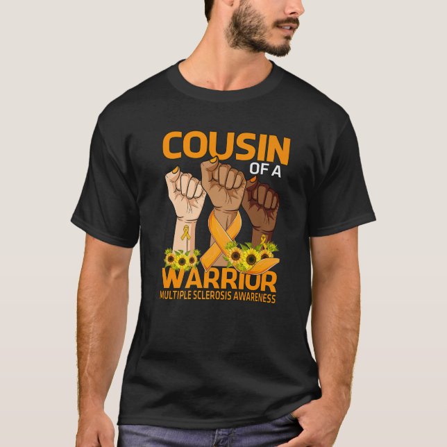 T-shirt Cousin À La Main D'Un Guerrier Sclérose En Plaques (Devant)