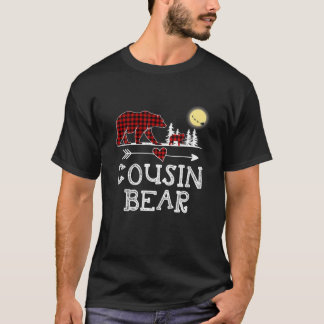 T-shirt Cousin Bear Pajama de Noël Buffle Rouge Plaid
