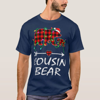 T-shirt Cousin Bear Pajama de Noël Buffle Rouge Plaid Xma