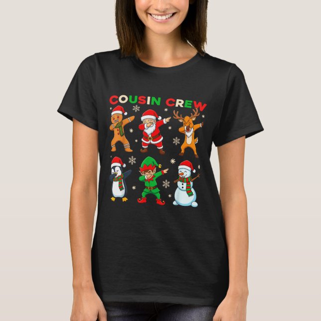 T-shirt Cousin Crew Dabbing Santa Elf Friends Christmas Fu (Devant)