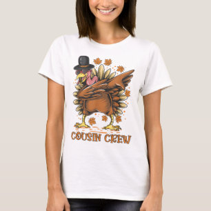 T-shirt Cousin Crew DABBING TURKEY Drôle de Thanksgiving a