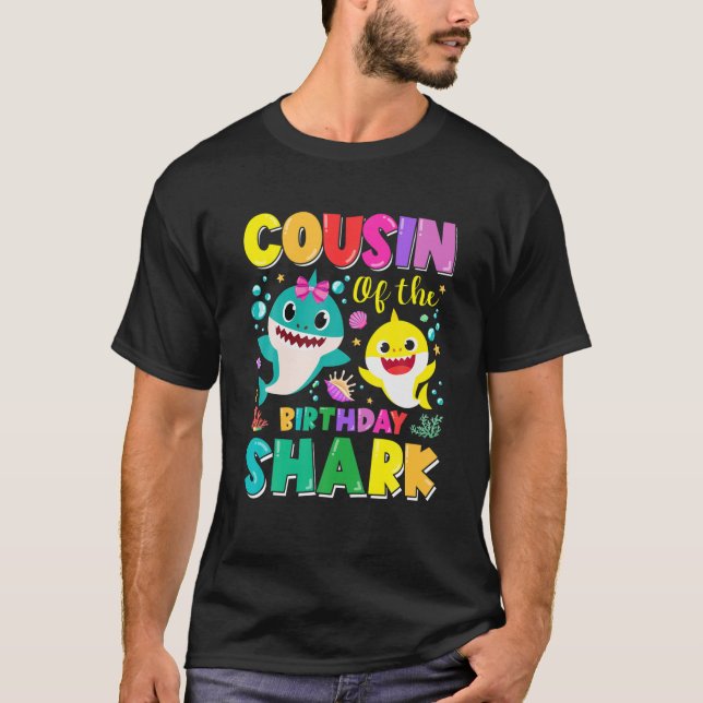 T-shirt Cousin Des Requins D'Anniversaire Garçon Fa Corres (Devant)