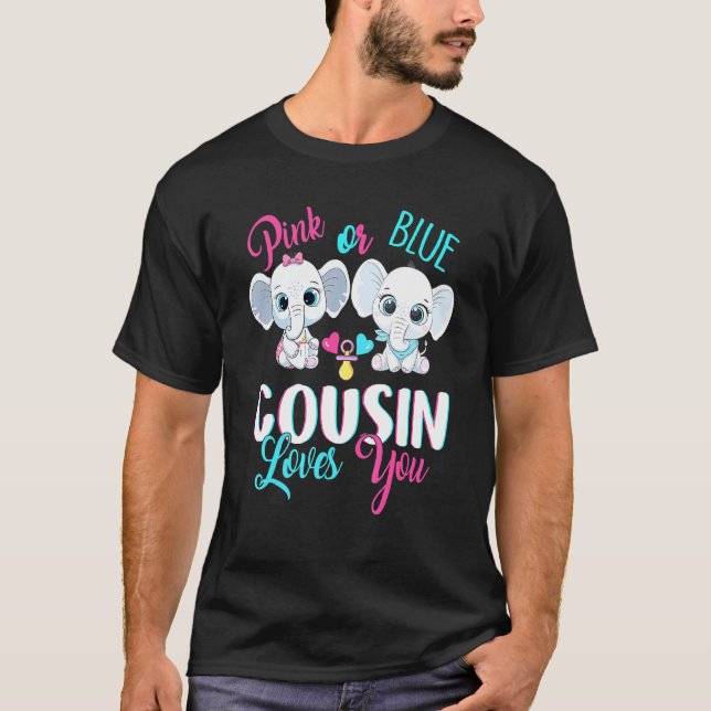 T-shirt Cousin Rose Ou Bleu Vous Aime Eléphants Bébé Gende (Devant)