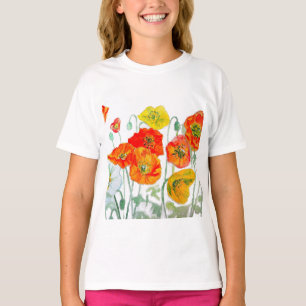 T-shirt Coussin aquarelle coquelicot orange rouge jaune Bl