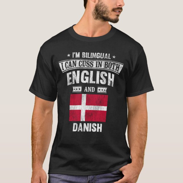 T-shirt Coussins En Anglais et Danois Drôle Danemark (Devant)