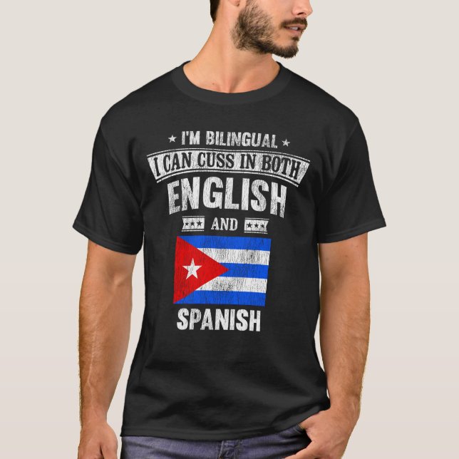 T-shirt Coussins en anglais et espagnol Drôle Cuba (Devant)