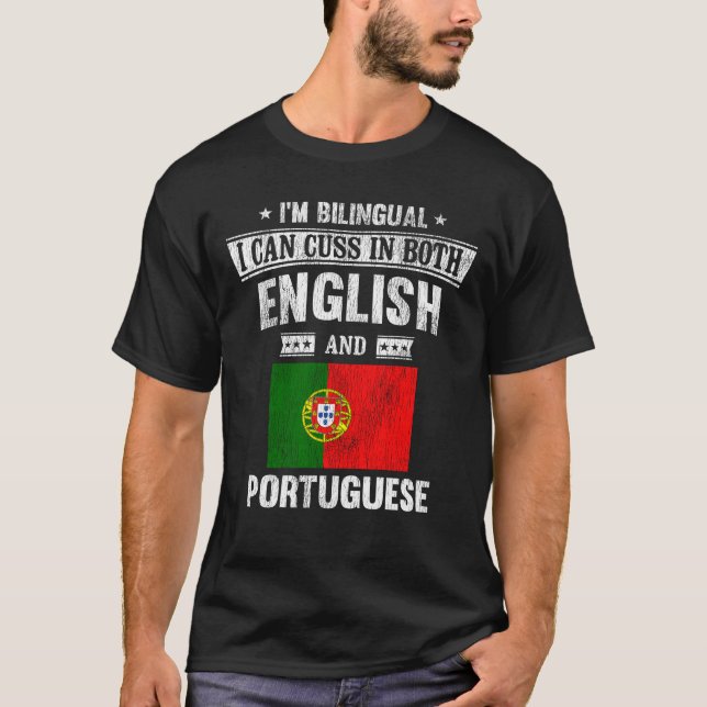 T-shirt Coussins en anglais et portugais Drôle Portugal (Devant)