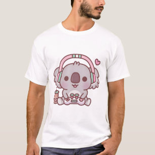 T-shirt Coute Koala Oear Gamer Avec Casque Et Game Con