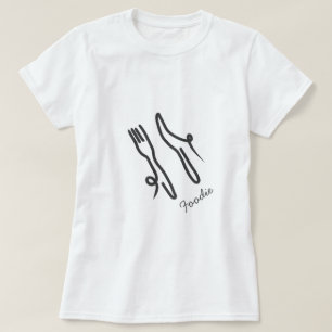 T-shirt Couteau alimentaire et fourche moderne gris et bla