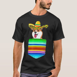 T-shirt Couverture Corgi Pochette Serape Mexicain Fiesta 