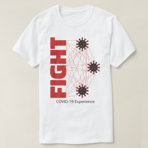 T-shirt COVID-19 Expérience, lutte, virus, rouge et noir