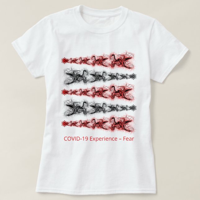 T-shirt COVID-19 Expérience, Peur, Virus, Noir & Rouge (Design devant)