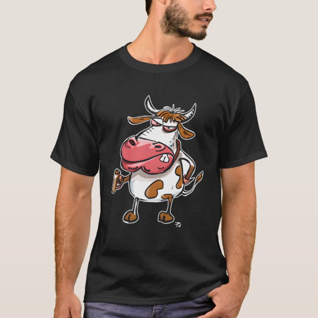 T-shirt Cow Bull With Coffee Cup (Devant)