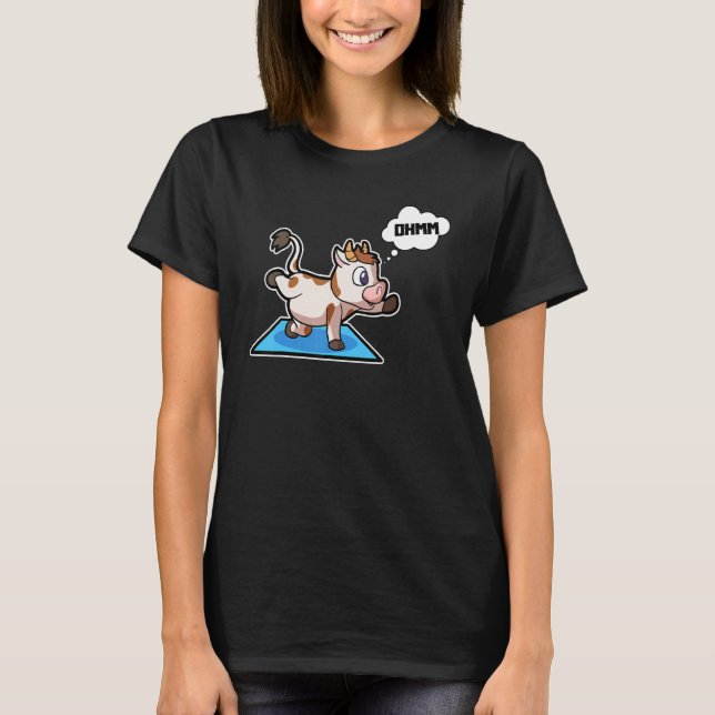 T-shirt Cow Calf Yoga Poses Sport Gymnastics Ohm Heartbeat (Devant)