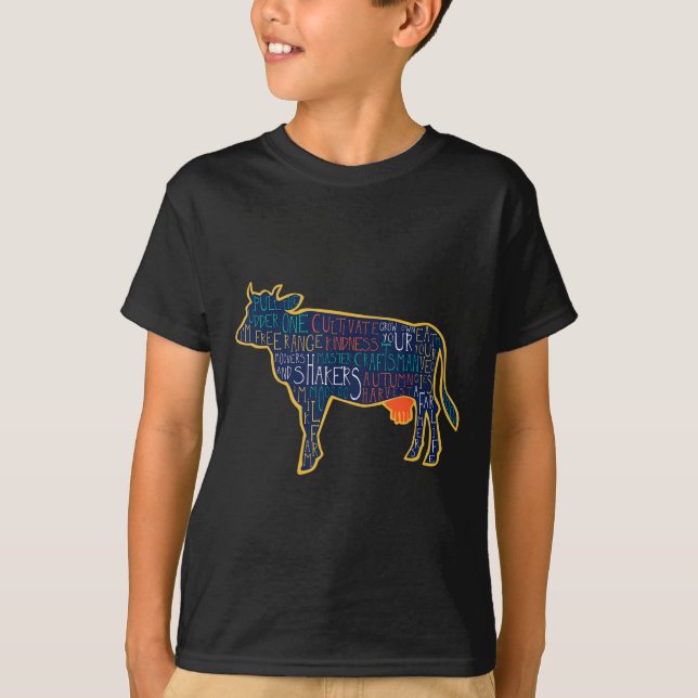 T-shirt Cow Silhouette Tygraphy Phrases Heifer Fun Chris  (Devant)