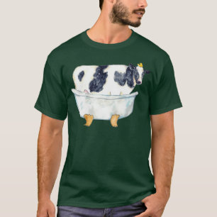 T-shirt Cow taking bath watercolor painting