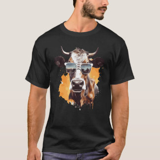 T-shirt Cow With Sunglasses Farmer 1