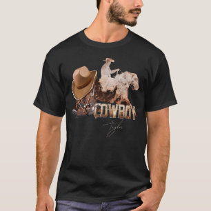 T-shirt Cowboy à cheval bottes occidentales casquette de c
