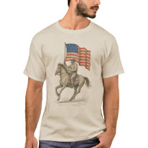 Cowboy Américain chevauchant avec drapeau