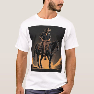 T-shirt Cowboy avec son cheval