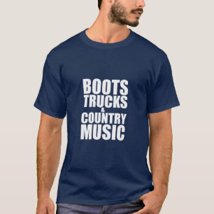 T-shirt Cowboy Denim Bottes Camions Musique country