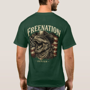 T-shirt Cowboy Dinosaure Patriotique Drapeau Américain